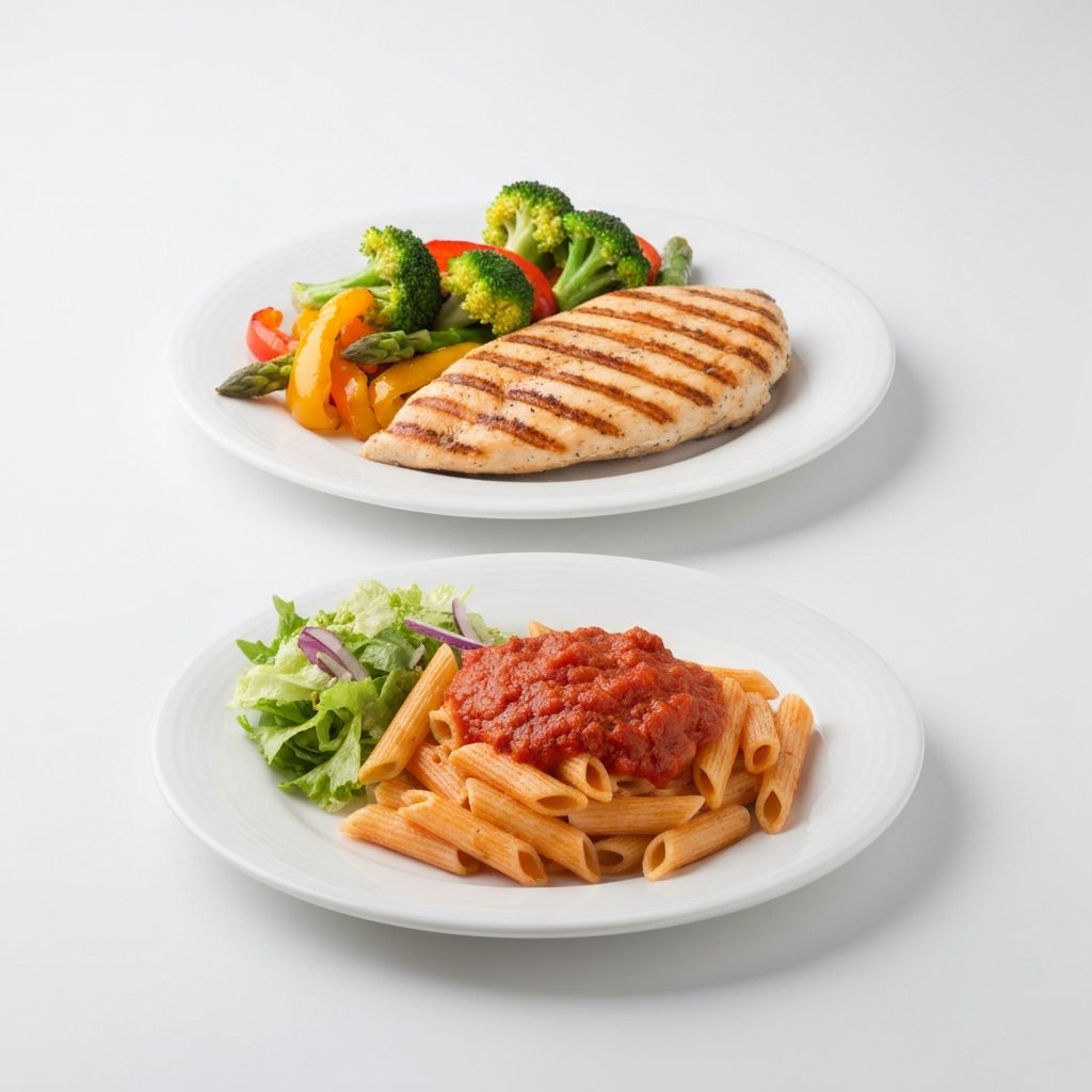 Balanced meal with portion indicators